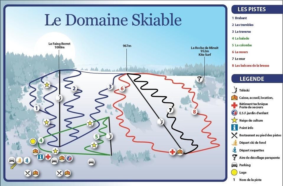 Plan des pistes de ski alpin La Bresse Brabant