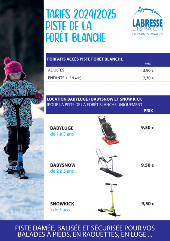 Domaines nordique Lispach - tarifs foret blanche 2024/2025
