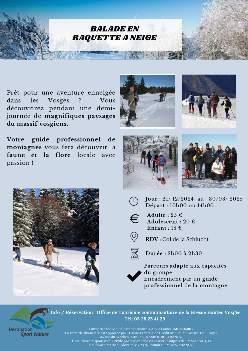 Balade en raquettes à neige au col de la Schlucht - Destination Sport Nature
