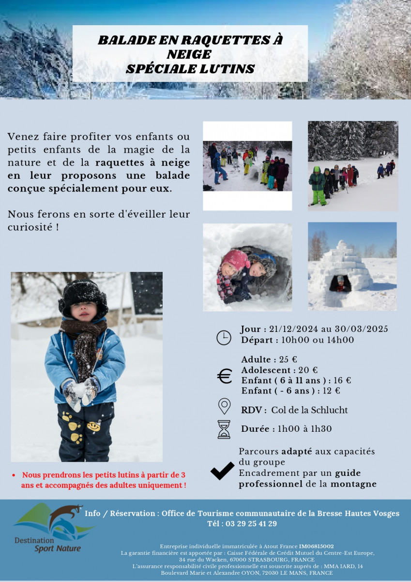 Balade raquettes a neige lutins col de la Schlucht - Destination sport nature La Bresse Hautes Vosges