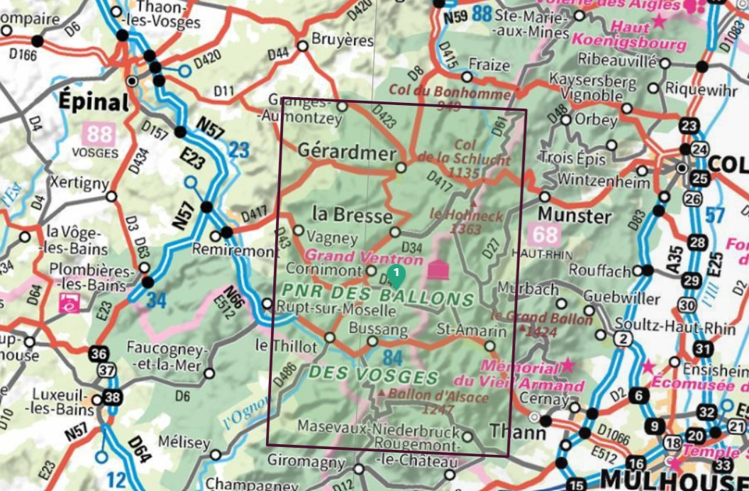 Carte IGN Ballons des Vosges à vélo