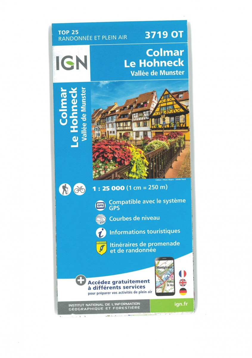 Carte IGN du Club Vosgien Colmar Le Hohneck 3719 OT