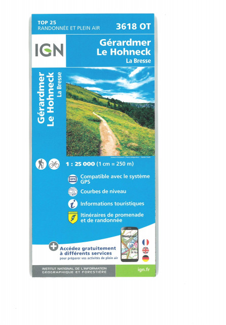 Carte IGN du Club Vosgien Gerardmer Le Hohneck La Bresse 3618OT